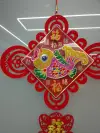Flocked hollowed-out "Fu" character pendants, Spring Festival decorative hollowed-out handicrafts, festive and festival supplies Specification image